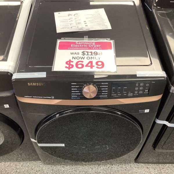 Samsung - 7.5 cu. ft. Smart Electric Dryer with Steam Sanitize+ and Sensor Dry - Brushed black
